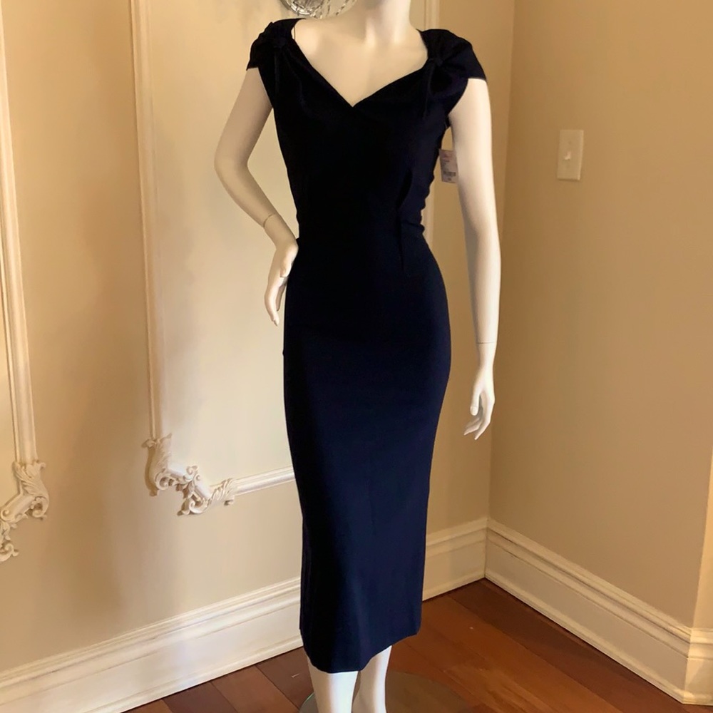 ROLAND MOURET Eclipse wool-crêpe midi dress size 2 - Picture 1 of 12